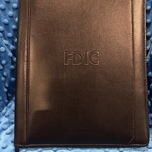 FDIC Embossed Black Leather Portfolio